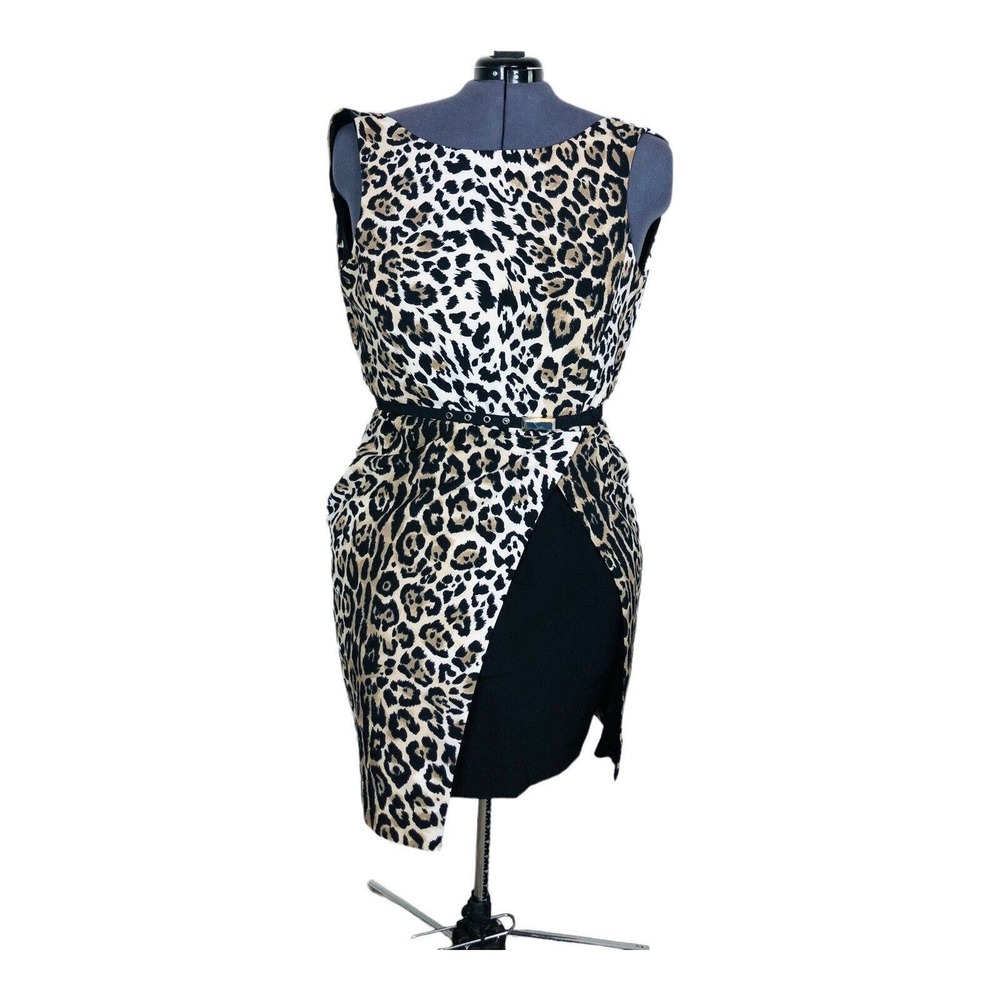 NWT Cato women's sz 16 animal print belted shift dress faux wrap career